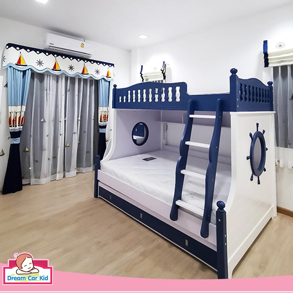 เตียง 2 ชั้นเเละบันได DREAM CAR KID MARINE 611-5B สีนํ้าเงิน/ขาว