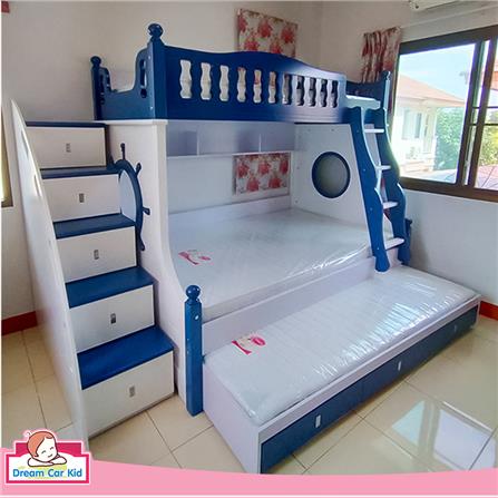 เตียง 2 ชั้นเเละบันได DREAM CAR KID MARINE 611-5B สีนํ้าเงิน/ขาว_4