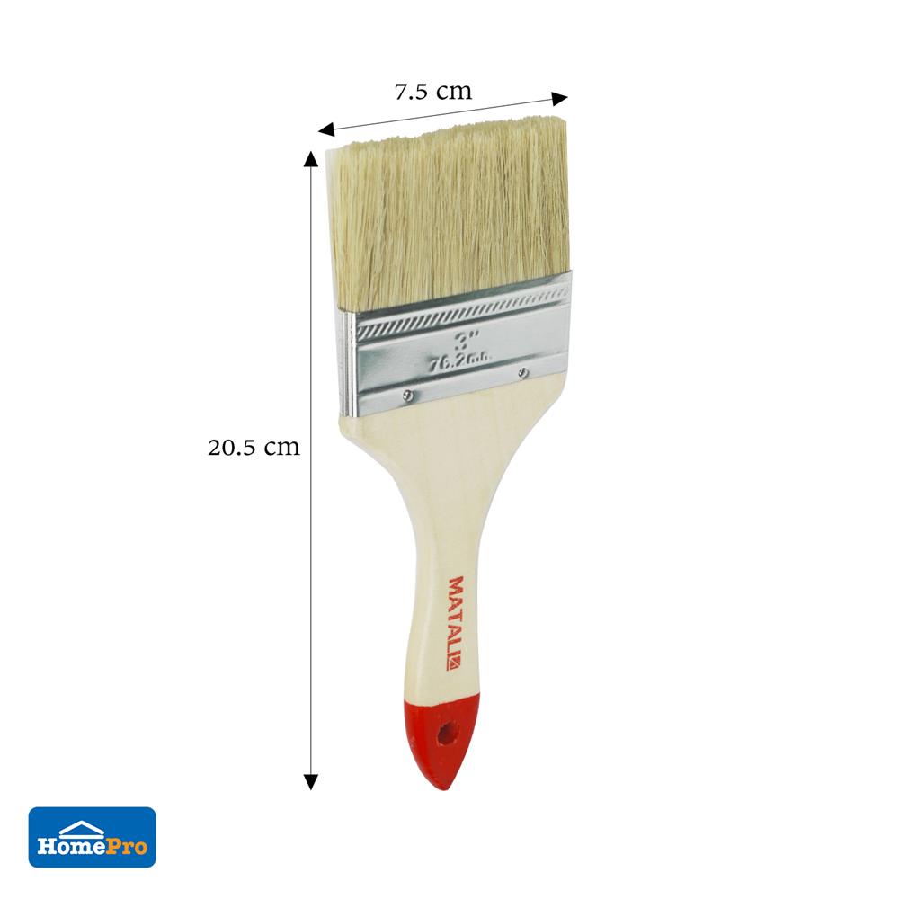 แปรงทาสีขนสังเคราะห์ด้ามไม้ปลายแดง MATALL H205 3 นิ้ว