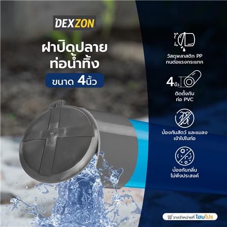ฝาปิดปลายท่อน้ำทิ้ง DEXZON 4 นิ้ว_4