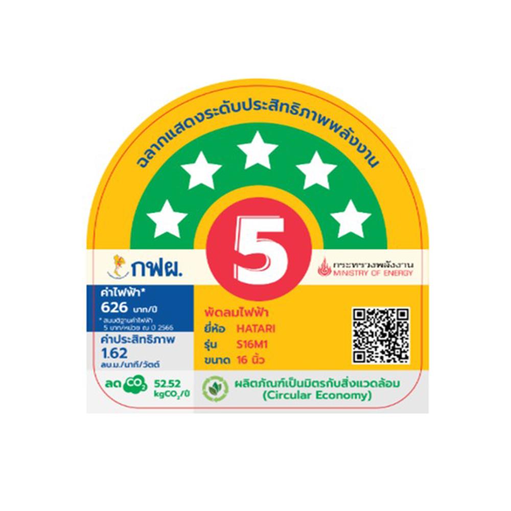 พัดลมสไลด์ 16 นิ้ว HATARI S16M1 สีขาว