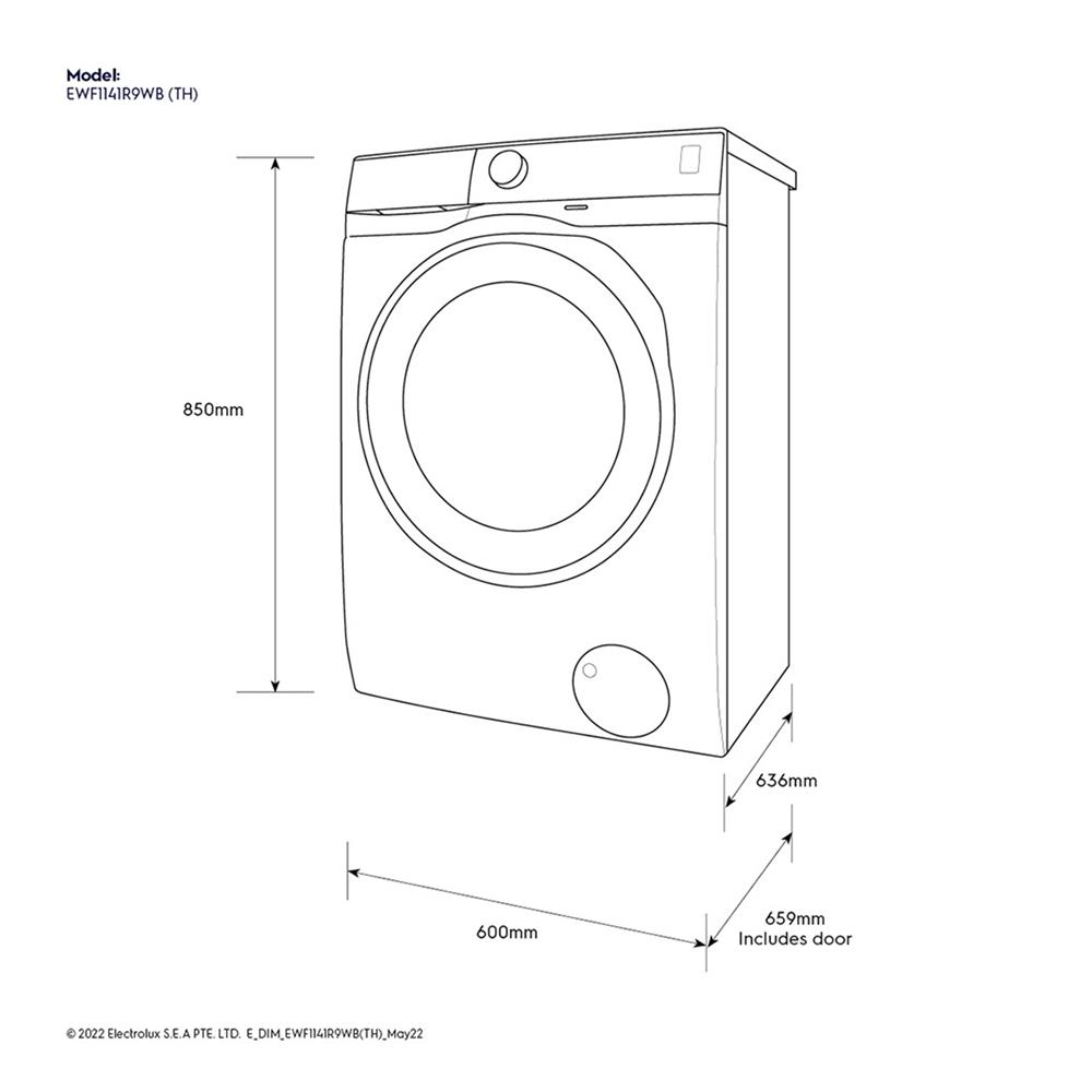เครื่องซักผ้าฝาหน้า ELECTROLUX EWF1141R9WB 11 กก. อินเวอร์เตอร์ +ขาตั้ง