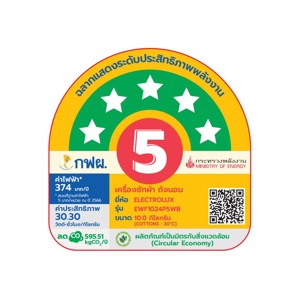 เครื่องซักผ้าฝาหน้า ELECTROLUX EWF1024P5WB 10 กก. อินเวอร์เตอร์ +ขาตั้ง