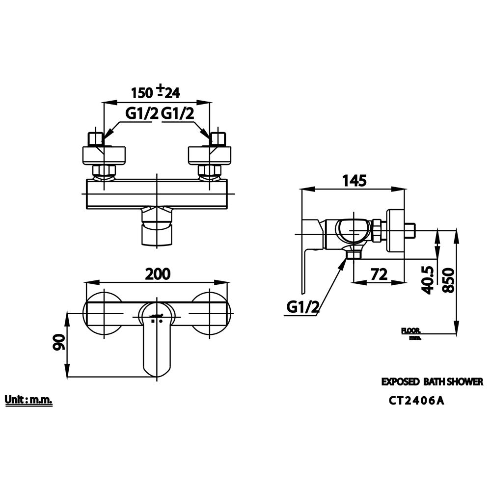 ก๊อกผสมยืนอาบ COTTO CT2406A