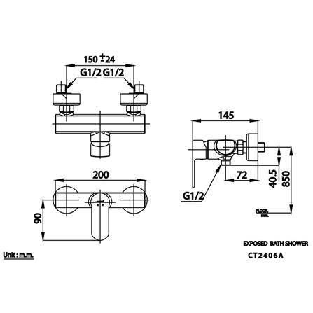 ก๊อกผสมยืนอาบ COTTO CT2406A_1