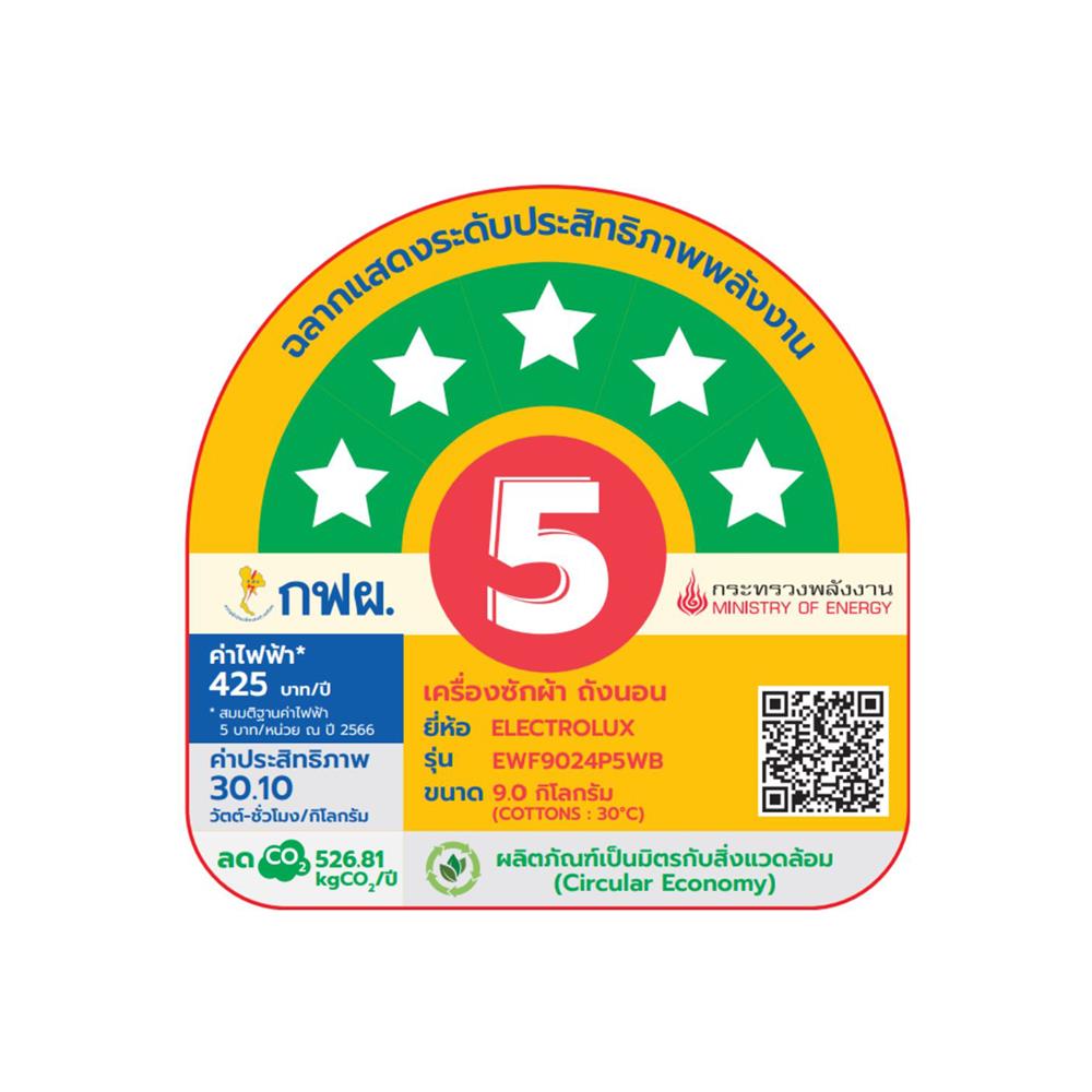 เครื่องซักผ้าฝาหน้า ELECTROLUX EWF9024P5WB 9 กก. อินเวอร์เตอร์ +ขาตั้ง