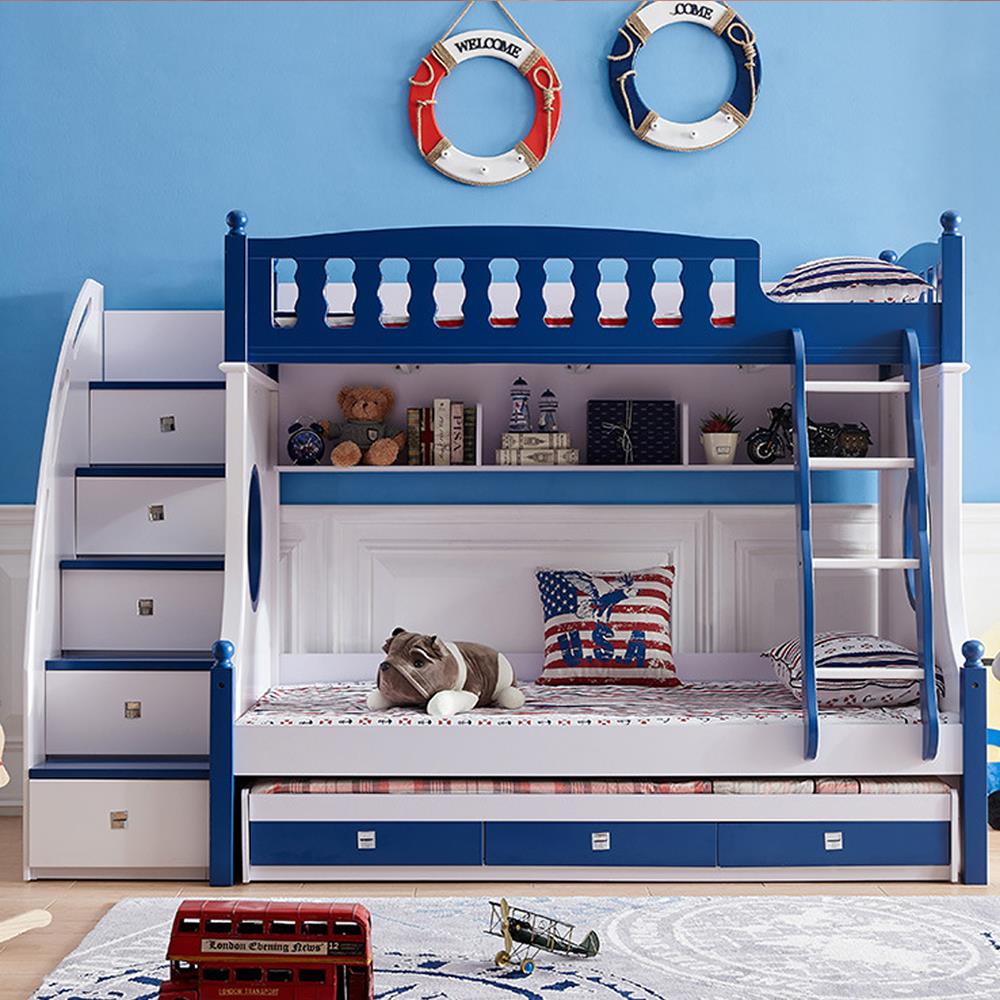 เตียง 2 ชั้น เเละบันได DREAM CAR KID MARINE 611-4B สีนํ้าเงิน/ขาว