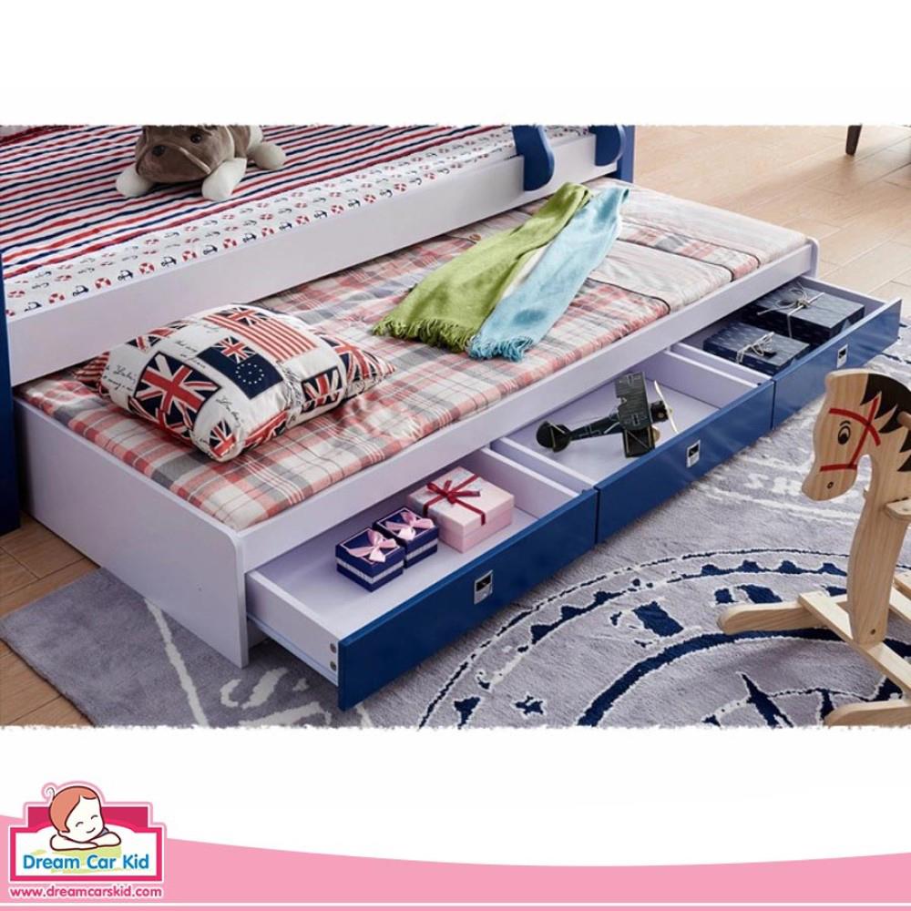 เตียง 2 ชั้น เเละบันได DREAM CAR KID MARINE 611-4B สีนํ้าเงิน/ขาว