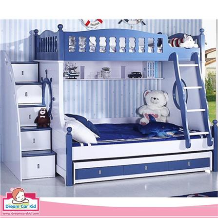 เตียง 2 ชั้น เเละบันได DREAM CAR KID MARINE 611-4B สีนํ้าเงิน/ขาว_2