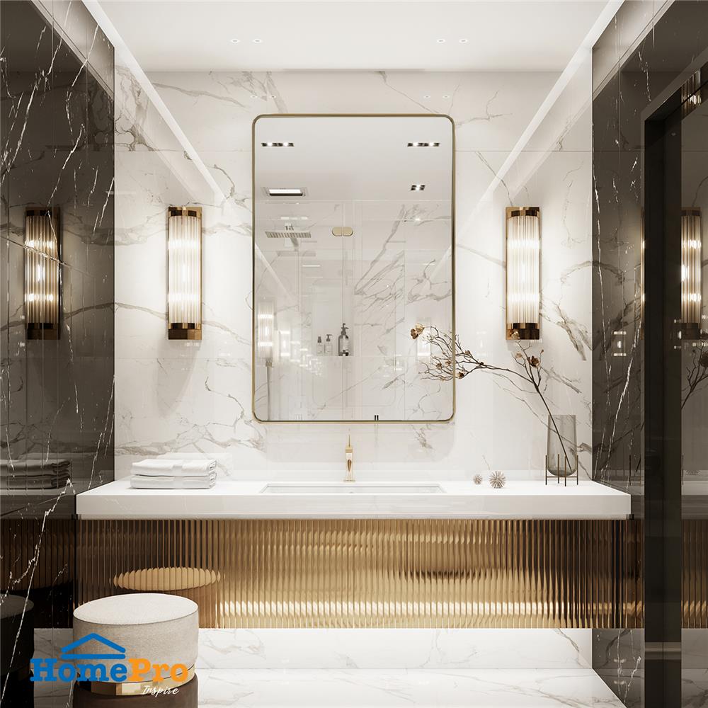 กระจกเงาตกแต่ง MOYA AL058-SQ 60X90 ซม. สีทอง