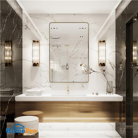 กระจกเงาตกแต่ง MOYA AL058-SQ 60X90 ซม. สีทอง_3