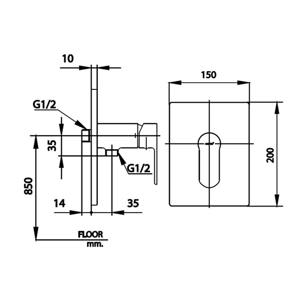 วาล์วฝังกำแพงเดี่ยว COTTO CT1178A สีโครม