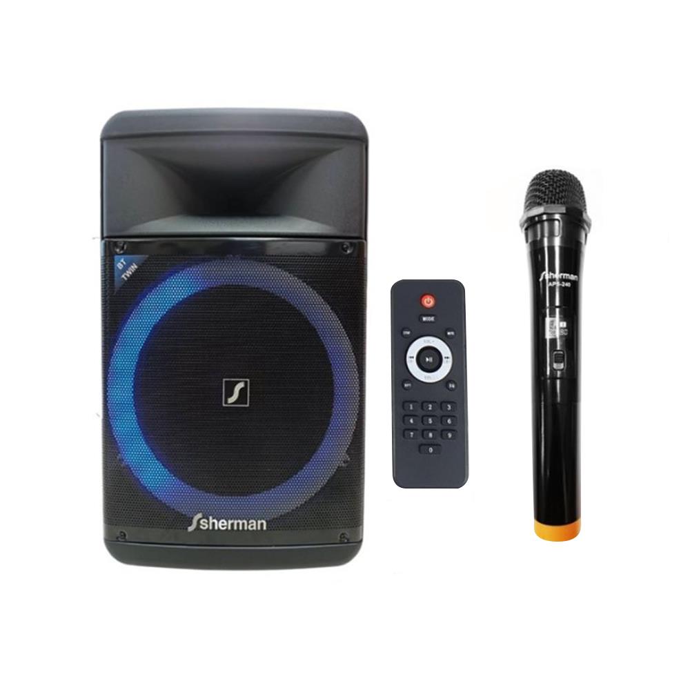 ลำโพงบลูทูธพร้อมไมค์ SHERMAN APS-240 สีดำ