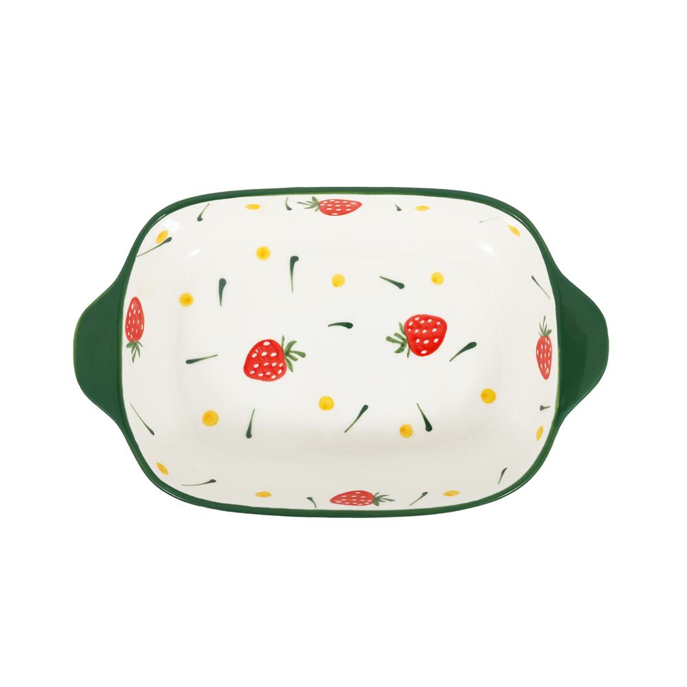ชามเหลี่ยม 2 หู KECH PORCELAIN 9 นิ้ว STRAWBERRY