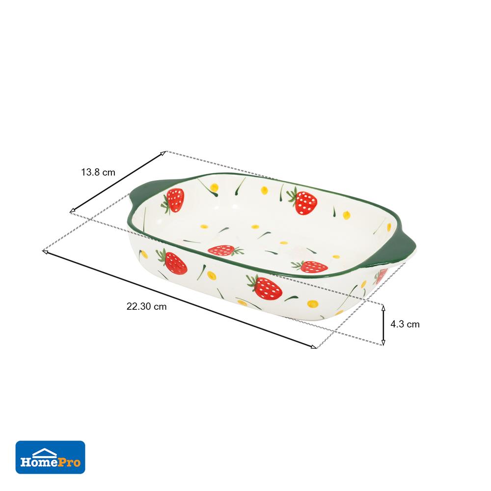ชามเหลี่ยม 2 หู KECH PORCELAIN 9 นิ้ว STRAWBERRY