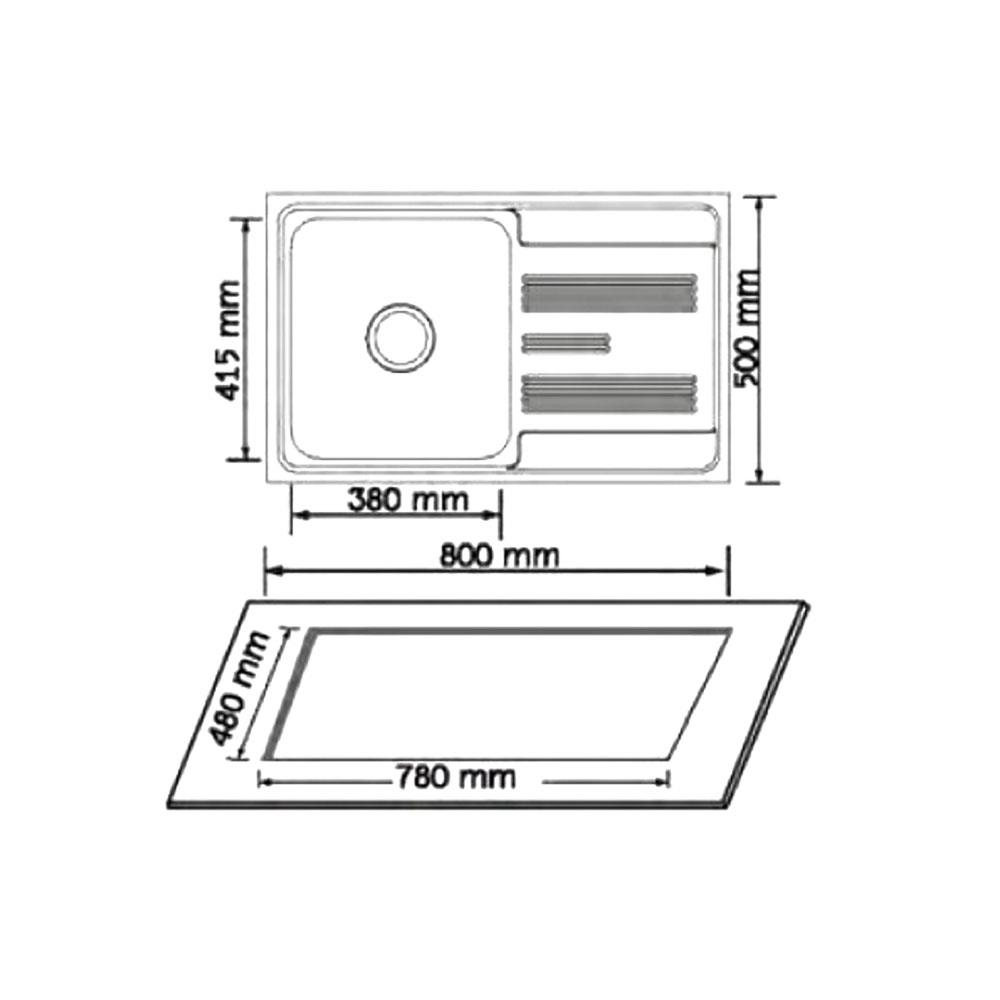 ซิงค์ฝัง 1 หลุม 1 ที่พัก AXIA COMO80 สีเงิน