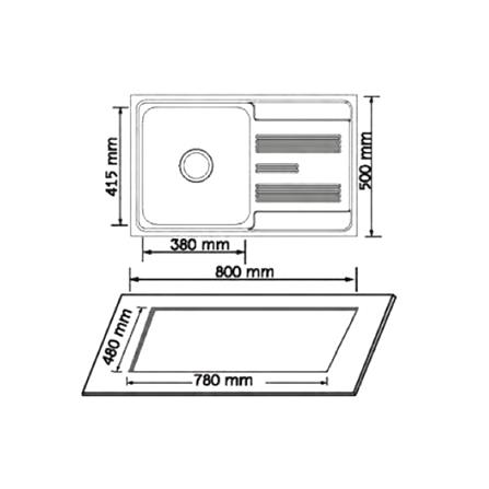 ซิงค์ฝัง 1 หลุม 1 ที่พัก AXIA COMO80 สีเงิน_4