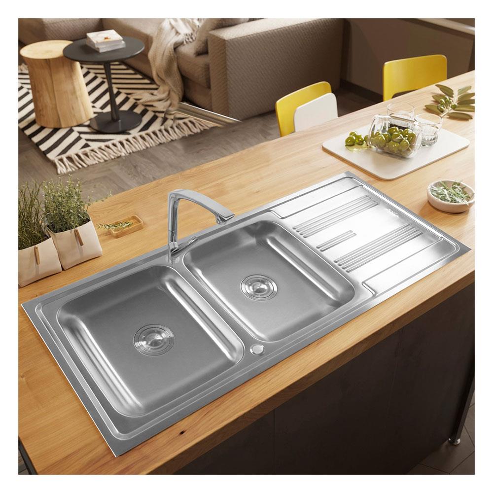 ซิงค์ฝัง 2 หลุม 1 ที่พัก AXIA COMO120 สีเงิน