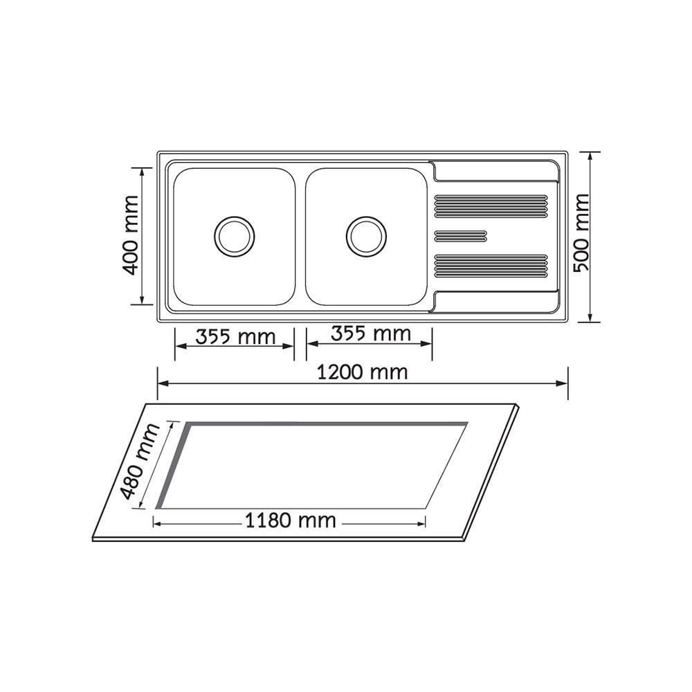 ซิงค์ฝัง 2 หลุม 1 ที่พัก AXIA COMO120 สีเงิน