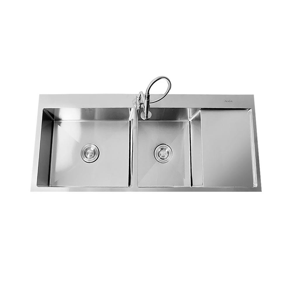 ซิงค์ฝัง 2 หลุม 1 ที่พัก AXIA TRITON 12051  สีเงิน