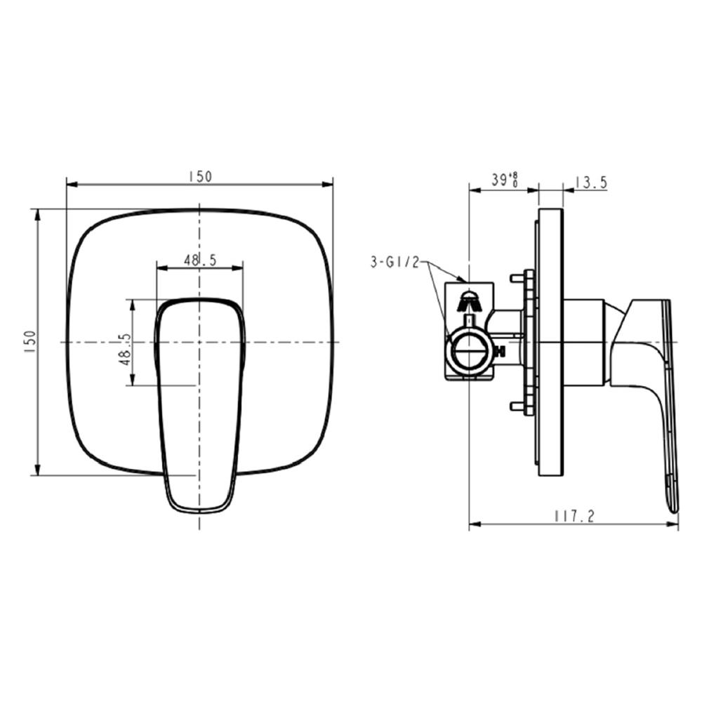 วาล์วฝังกำแพงผสม AMERICAN STANDARD A-1722-500B