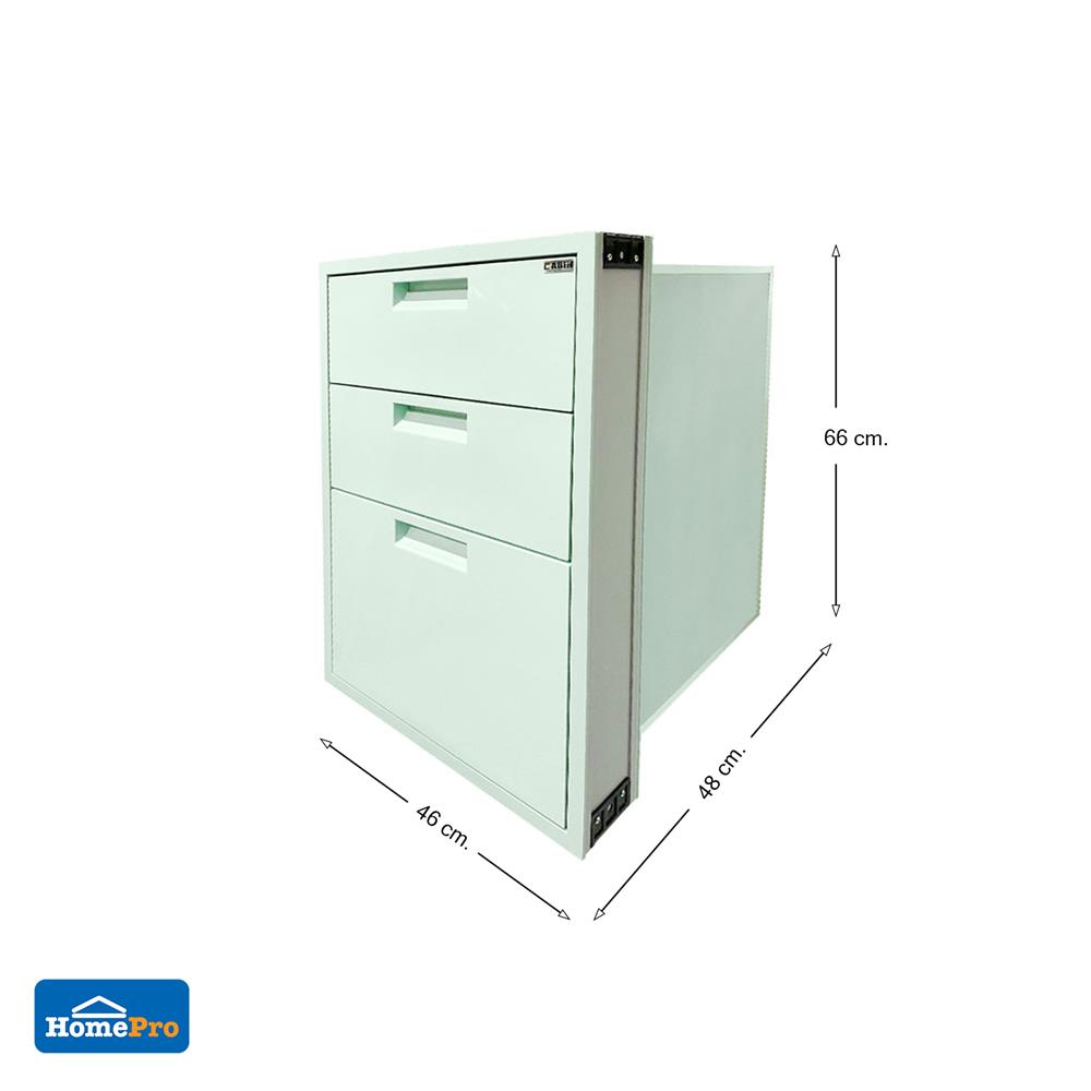 ตู้ลิ้นชัก PP 3 ชั้น + ถาดใส่ช้อน CABIN 46x66 ซม. สีเขียว