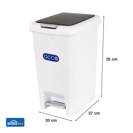 ถังขยะเหยียบเหลี่ยม ACCO COCO 10 ลิตร สีขาว/เทา_5