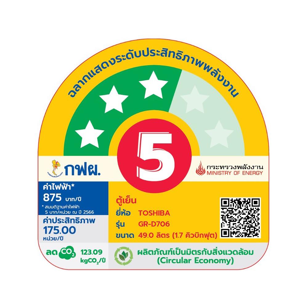 ตู้เย็น 1 ประตู TOSHIBA GR-D706MG 1.7 คิว สีดำ