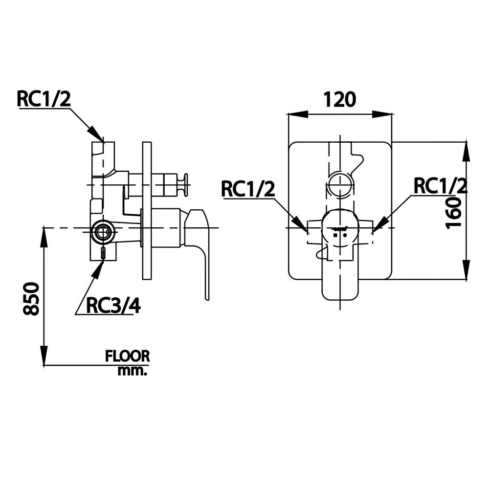 วาล์วฝังกำแพงผสม COTTO CT2145A สีขาว