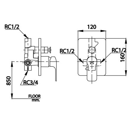 วาล์วฝังกำแพงผสม COTTO CT2145A สีขาว_1