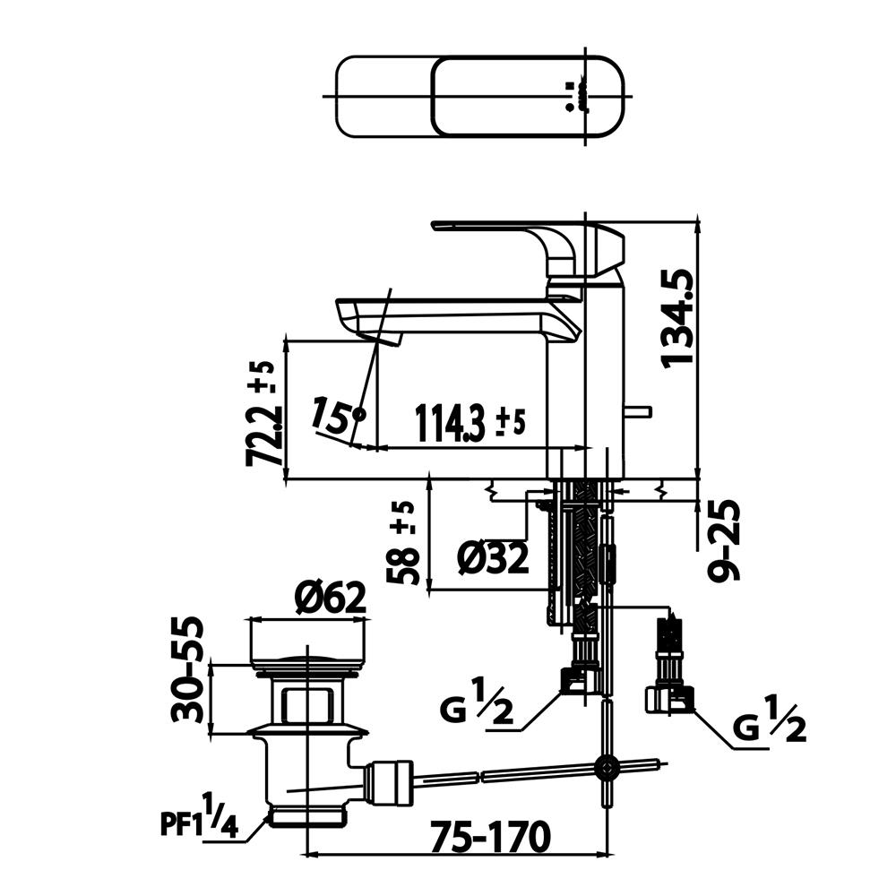 ก๊อกอ่างล้างหน้าผสม COTTO CT2123A สีขาว