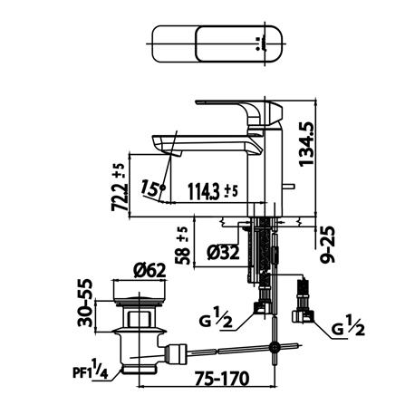 ก๊อกอ่างล้างหน้าผสม COTTO CT2123A สีขาว_1