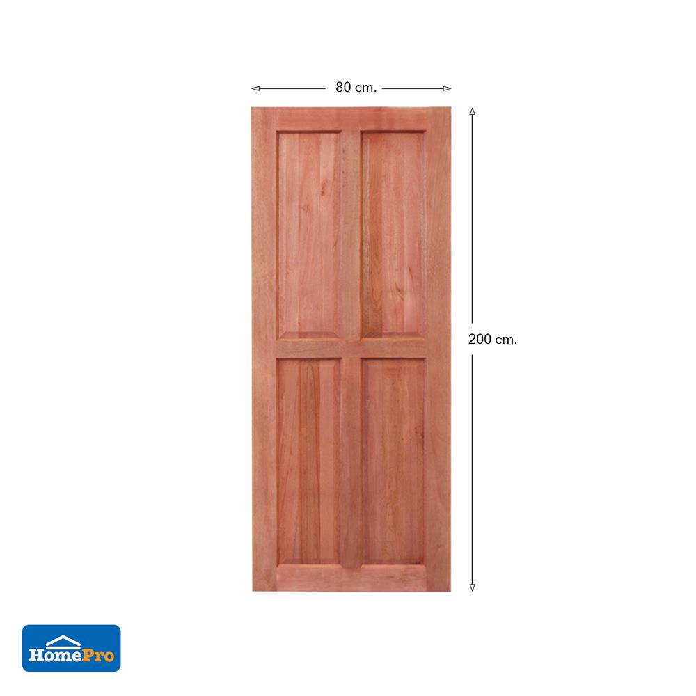 ประตูไม้เนื้อแข็ง&nbsp;AZLE&nbsp;4 ฟักตั้ง 80X200 ซม. ไม่เจาะลูกบิด