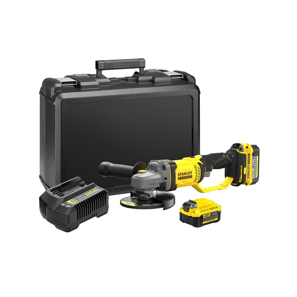 เครื่องเจียรไร้สาย 4 นิ้ว (พร้อมแบตเตอรี่) STANLEY SCG400M2K-B1 20 โวลต์
