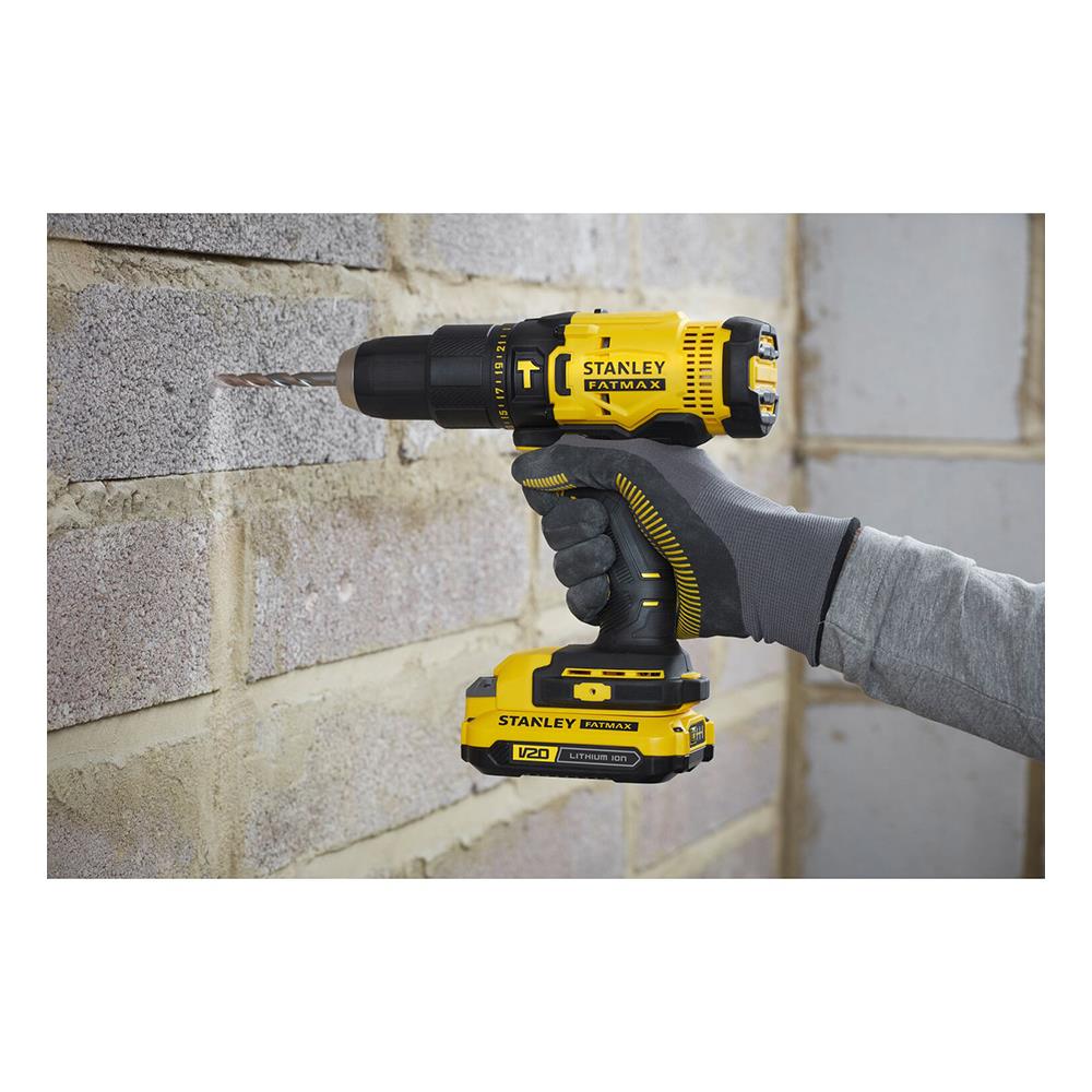 สว่านกระแทกไร้สาย (พร้อมแบตเตอรี่) STANLEY SCD711D2KA-B1 20 โวลต์