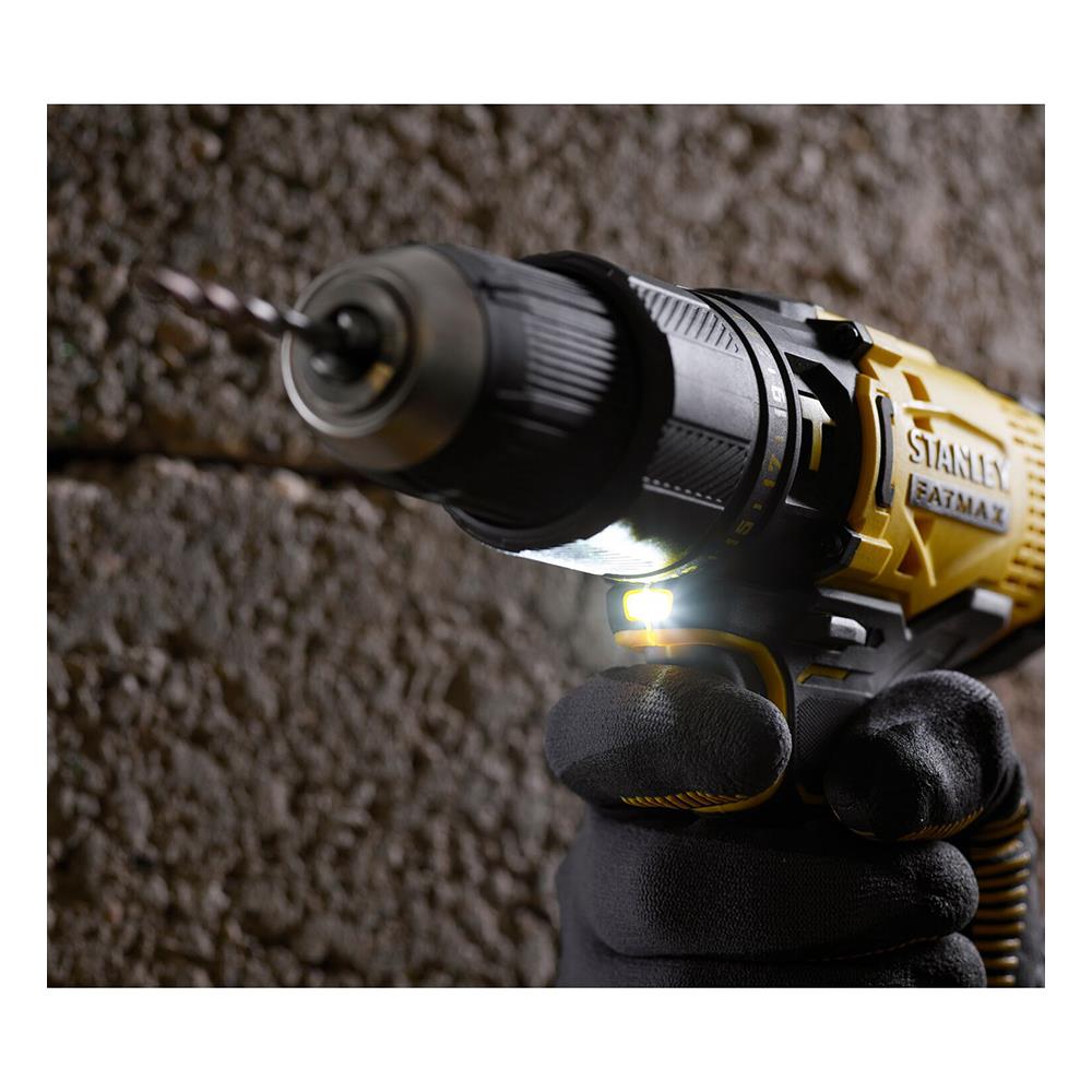 สว่านกระแทกไร้สาย (พร้อมแบตเตอรี่) STANLEY SCD711D2KA-B1 20 โวลต์