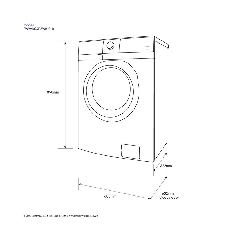 เครื่องซักอบ ELECTROLUX EWW9024D3WB 9/5 กก. อินเวอร์เตอร์+ขาตั้ง