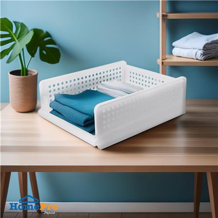 ตะกร้าผ้าเหลี่ยมซ้อนพับได้ PLIM 5070 S สีขาว_3