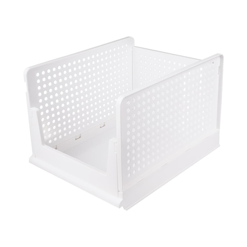 ตะกร้าผ้าเหลี่ยมซ้อนพับได้ PLIM 5070 L สีขาว