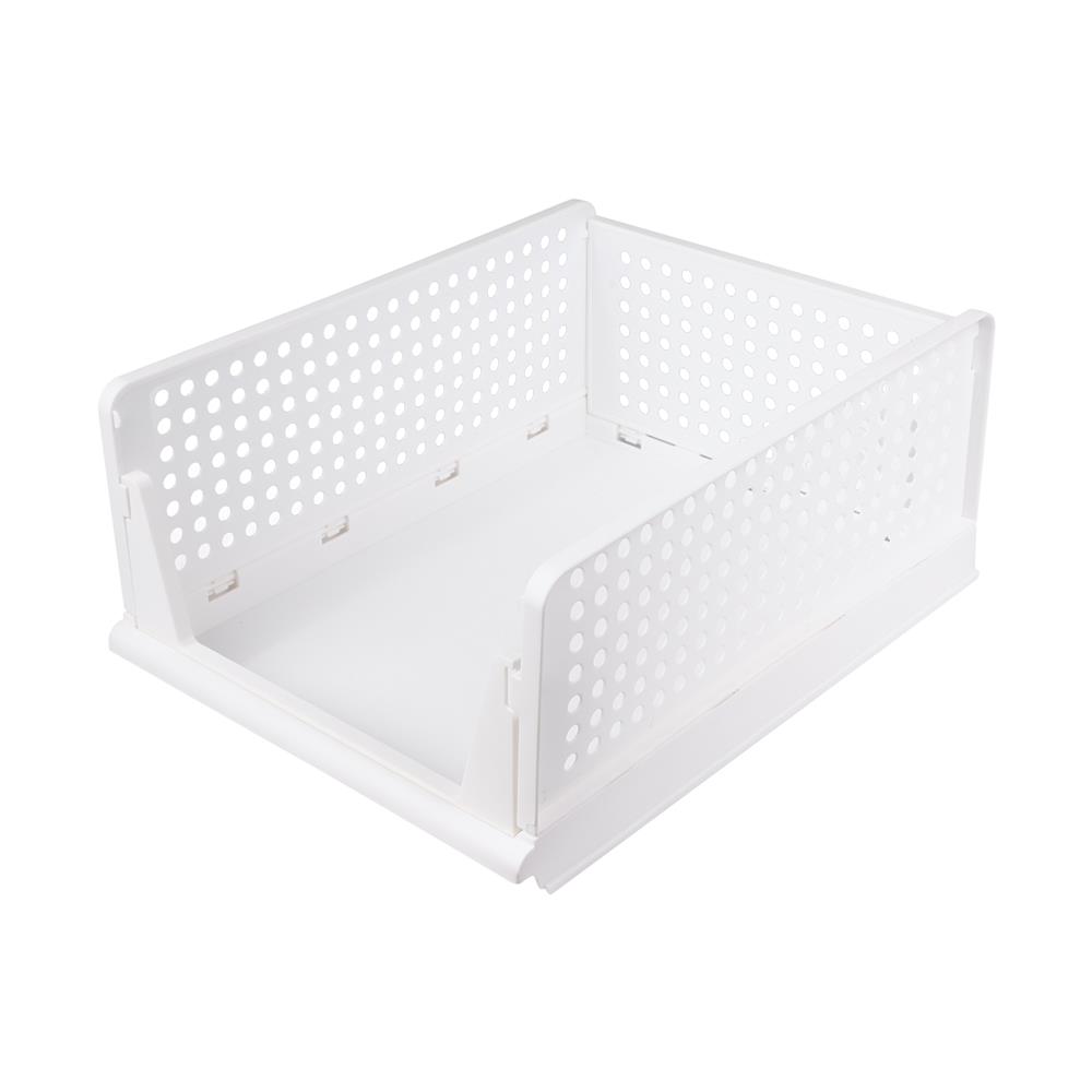 ตะกร้าผ้าเหลี่ยมซ้อนพับได้ PLIM 5070 M สีขาว