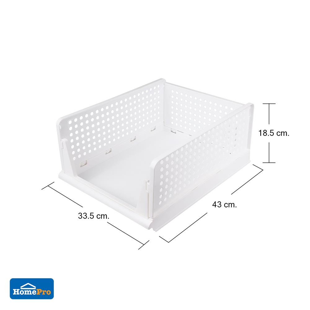 ตะกร้าผ้าเหลี่ยมซ้อนพับได้ PLIM 5070 M สีขาว