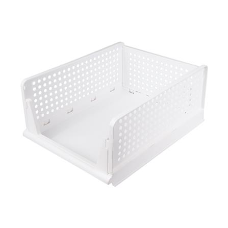 ตะกร้าผ้าเหลี่ยมซ้อนพับได้ PLIM 5070 M สีขาว