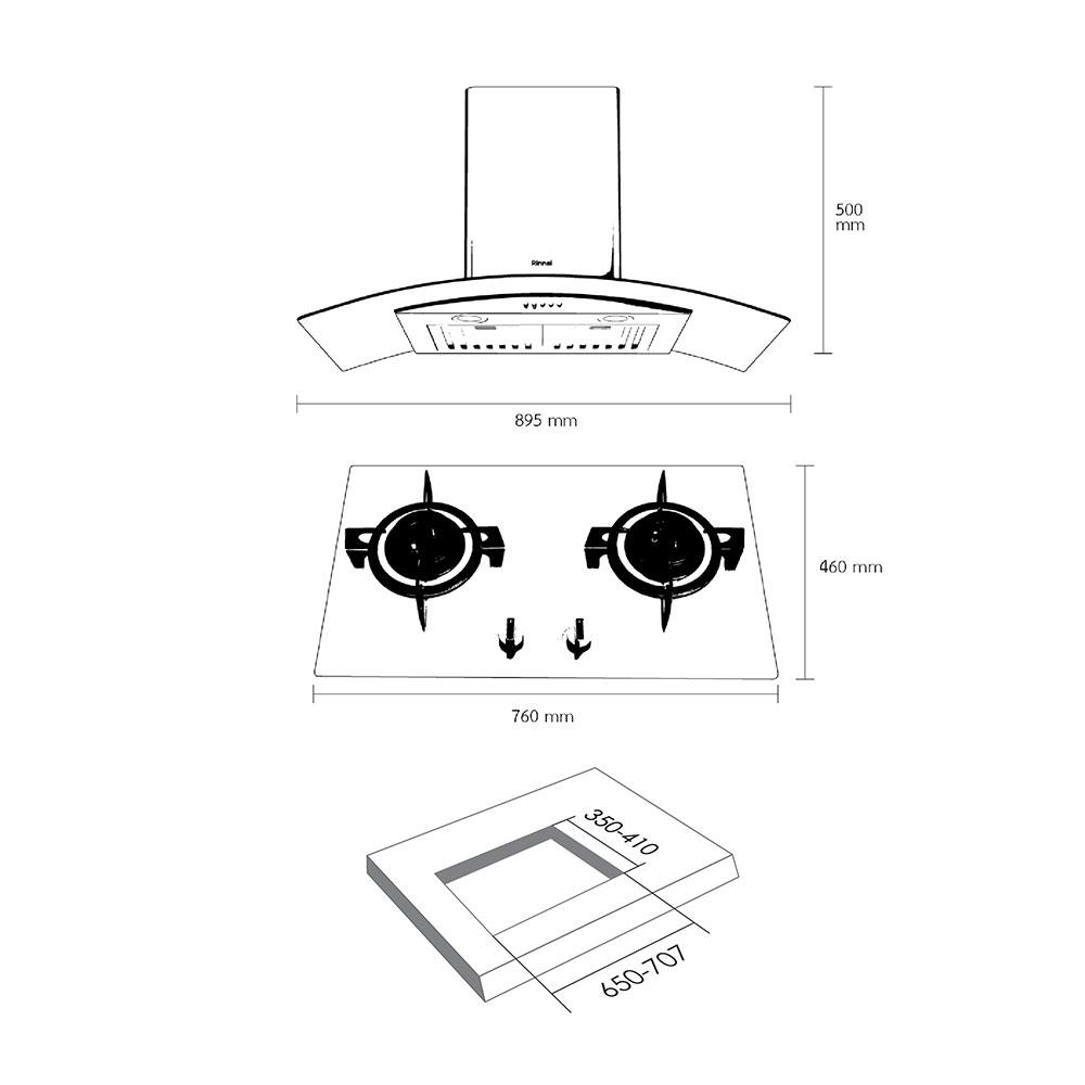 เตาฝัง+เครื่องดูดควัน RINNAI RB27HG+RHC2459-SSW