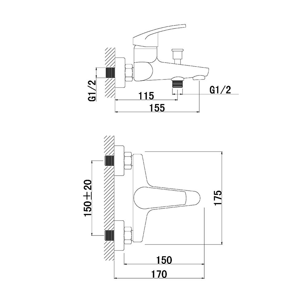 ก๊อกผสมอ่างอาบน้ำ MOYA MY-00059