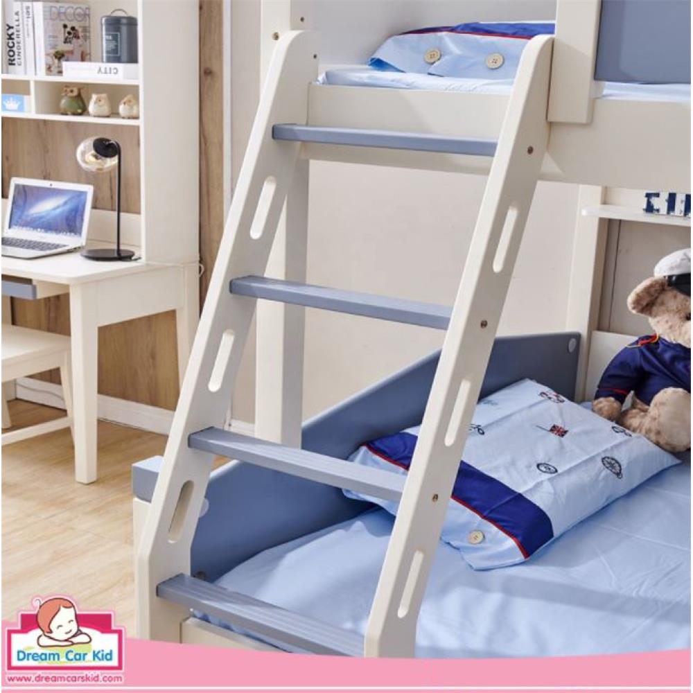 เตียง 2 ชั้นและบันได DREAM CAR KID FOOTBALL CLUB 911-4 สีขาว/เทา