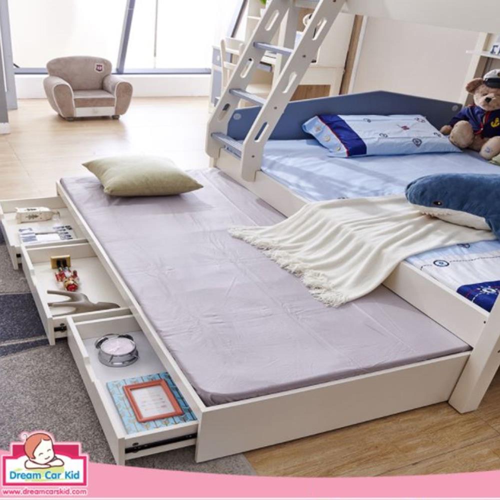 เตียง 2 ชั้นและบันได DREAM CAR KID FOOTBALL CLUB 911-4 สีขาว/เทา