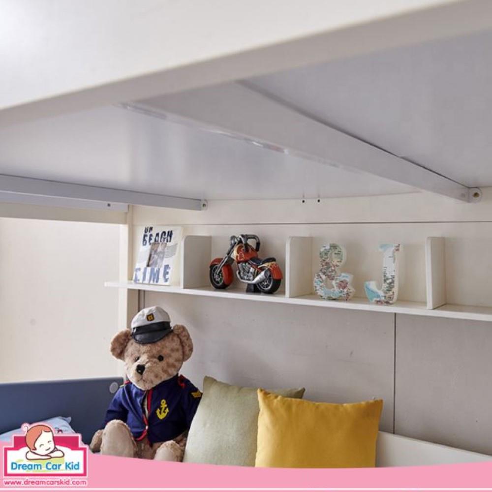 เตียง 2 ชั้นและบันได DREAM CAR KID FOOTBALL CLUB 911-4 สีขาว/เทา