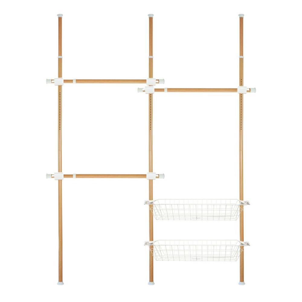 ราวแขวนผ้าปรับระดับได้ 3 ราวแขวน TUGU R07M 300x155 ซม. ลายไม้