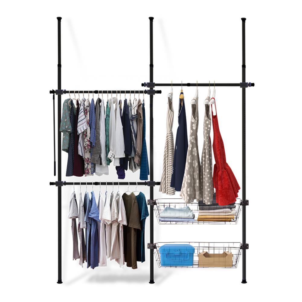 ราวแขวนผ้าปรับระดับได้ 3 ราวแขวน TUGU R07B 300x155 ซม. สีดำ