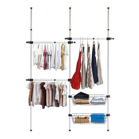 ราวแขวนผ้าปรับระดับได้ 3 ราวแขวน TUGU R07W 300x155 ซม. สีขาว_1